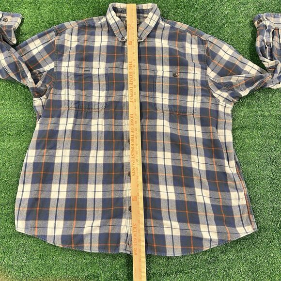Duluth Trading Co Men's Flannel Shirt Blue Size 2XL Plaid Button Down Pockets - Picture 15 of 16